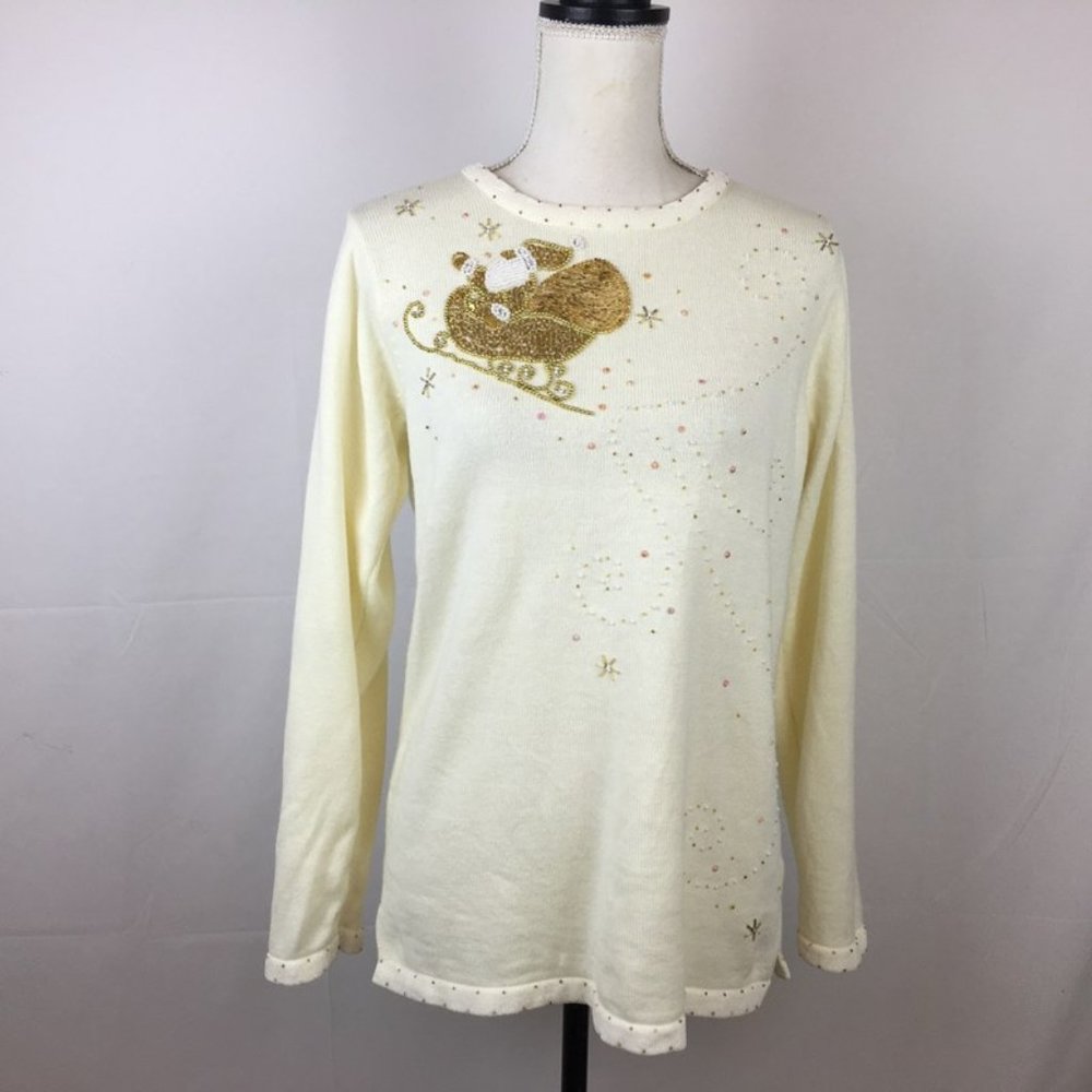 Quacker Factory Xmas Sweater Size XS Santa Sled
